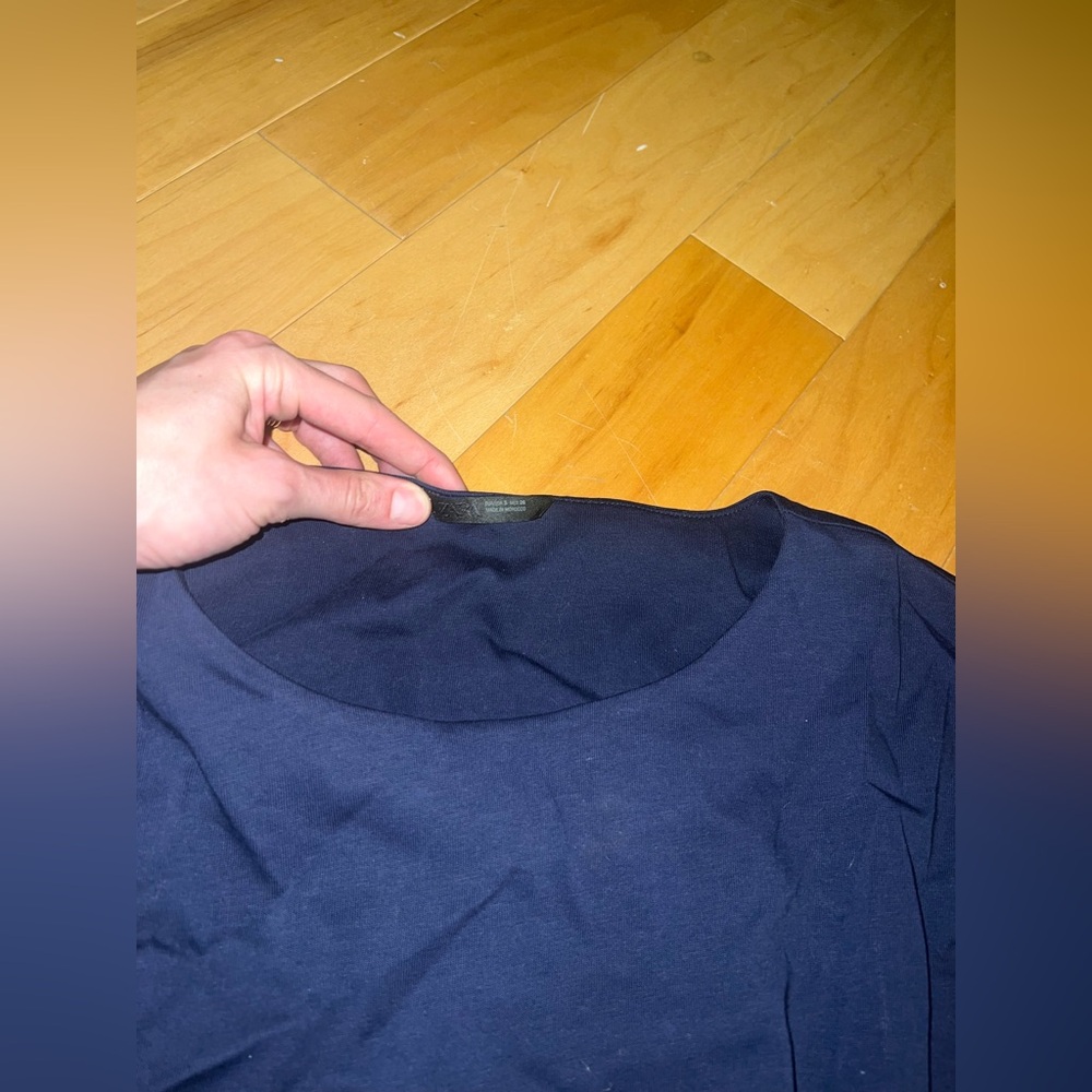 Navy Blue Zara cinched Top - Picture 2 of 7